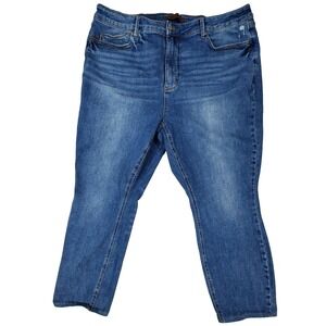 Judy Blue 22W Womens‎ Mid Rise Relaxed Skinny Tapered Jeans Stretch Denim Blue